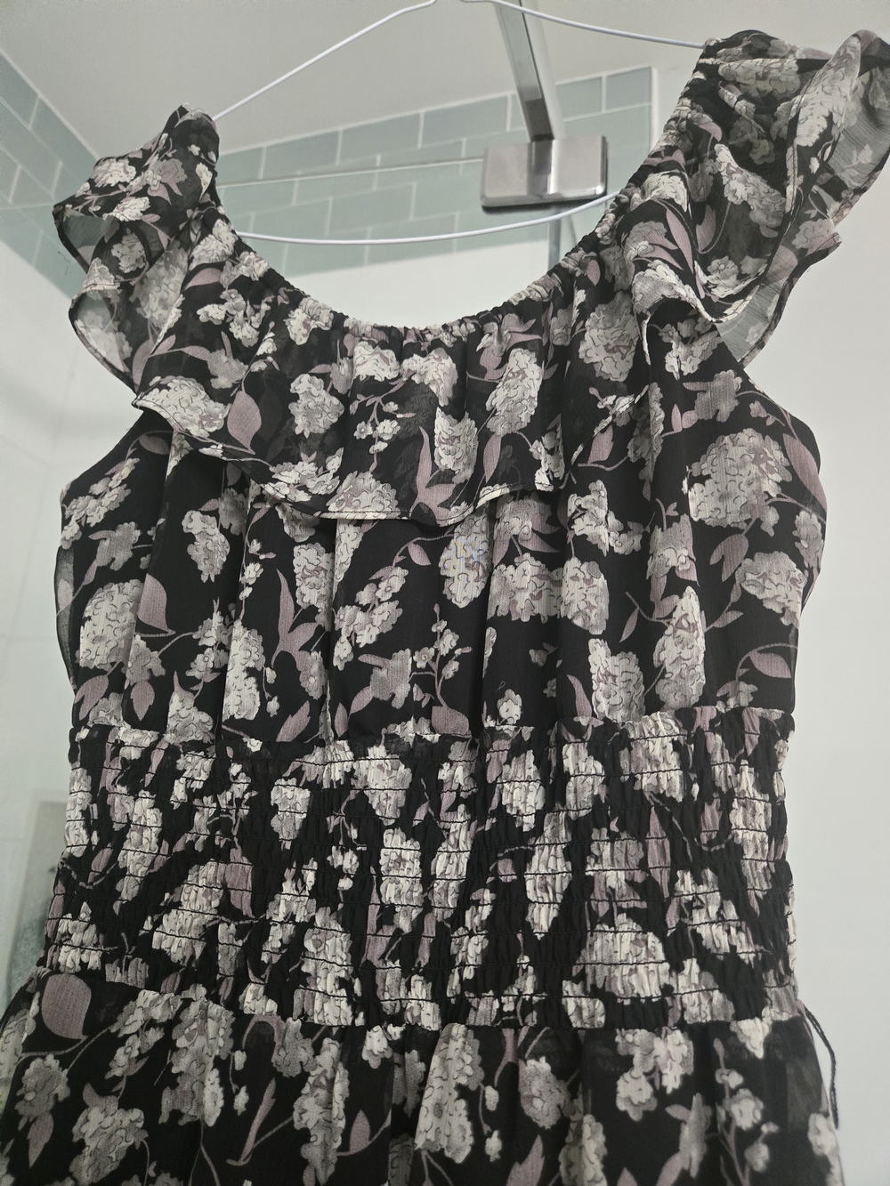 Ricki's Black Midi Dress with Gray Floral Print - Picture 2 of 6